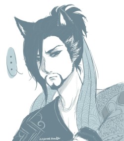 xayanae: I…don’t know why I drew this, I just needed Hanzo with cat ears in my life. 