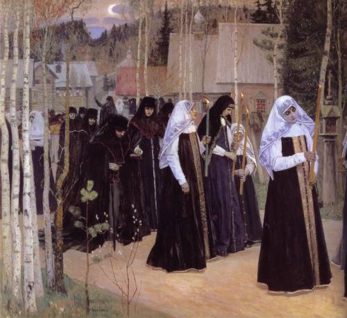 Michail Vasil'evič Nesterov (1862 - 1942), The great initiation, taking of the veil (1898)