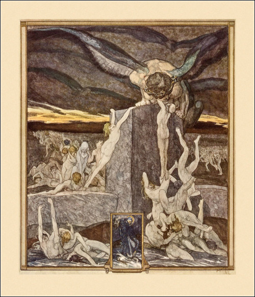thefugitivesaint:Franz von Bayros (1866-1924), ‘Hell, Song XIX’, from “The Divine Comedy” by Dante A