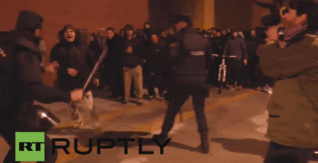 kropotkindersurprise:  November 8 2014 - Clashes broke out in the Spanish city of Burgos, as protesters railed against the renovation and refurbishment of the Plaza de Toros de Burgos. The estimated cost of the redevelopment project is some €5.6 million