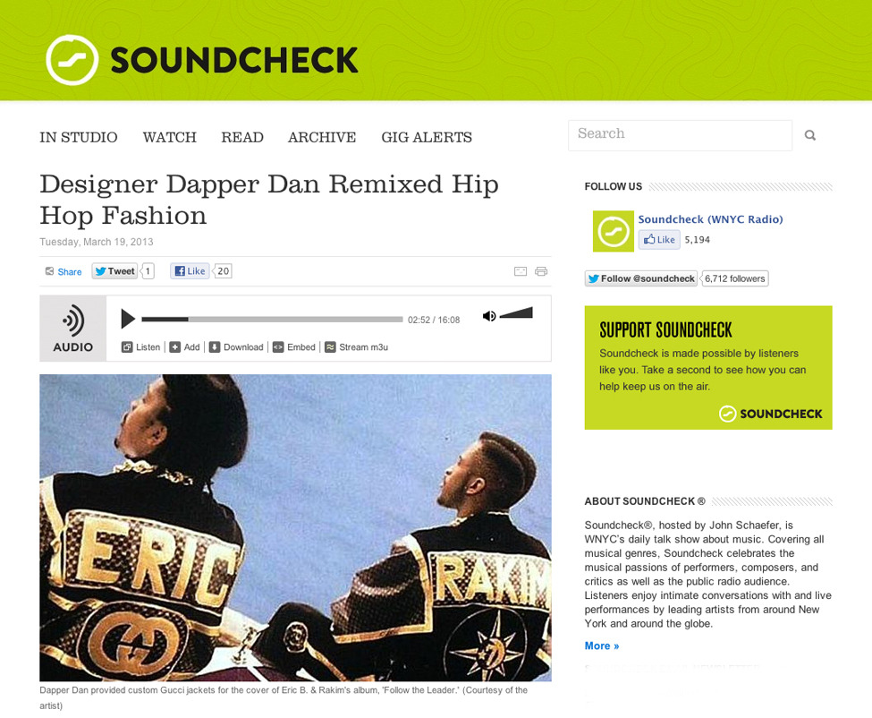 Designer Dapper Dan Remixed Hip Hop Fashion, Soundcheck