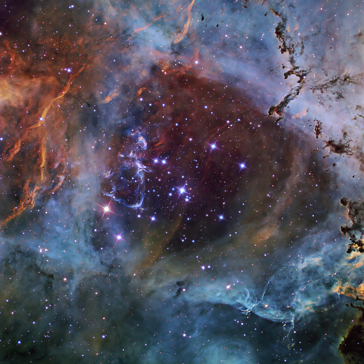 sci-universe:  The heart of the Rosette Nebula and its details In the heart of the