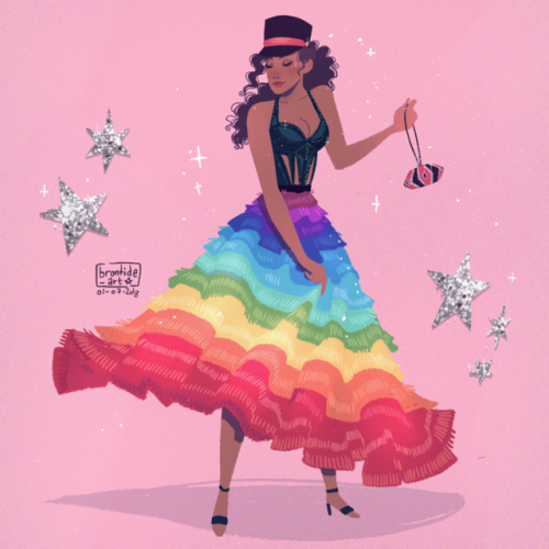brontide-art:A lil drawing of @janellemonae in her gorgeous rainbow dress at the BET Awards! She was