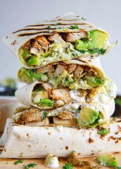 verticalfood:  Chicken and Avocado Burritos