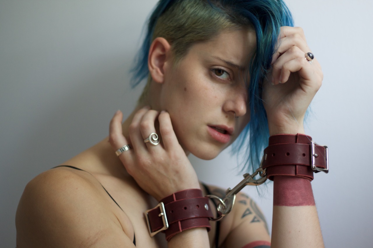 wildwolfleatherwork:  Cuffs by Wild Wolf Leatherwork (on Etsy) || Modeled by Cam