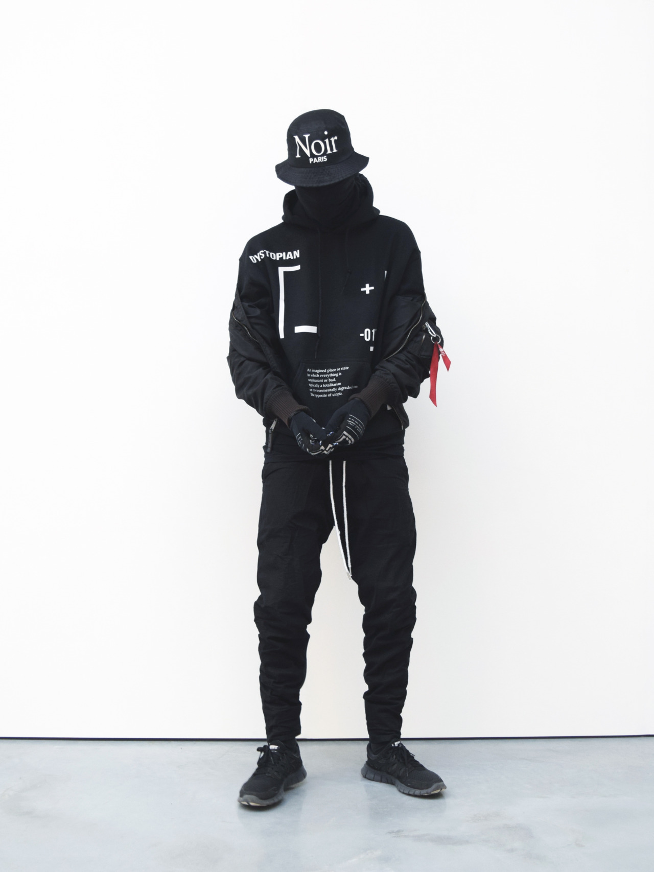 MXDVS — Reclusive Dystopian Hoodie Noir Paris bucket hat,...