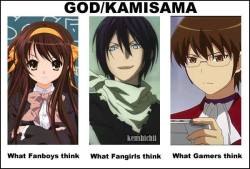 berlindapac:  well that’s true enough.. i will cheer for yato.. who’s your god?  The first two thinks/wants to be gods Keima on the other hand, KNOWS he&rsquo;s a god. Don&rsquo;t f*ck with him