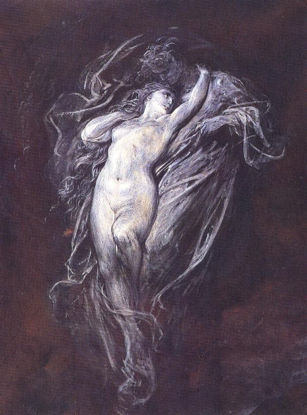 xo-skeleton:  Gustave Doré, Paolo and Francesca in Hell, 1861 Ink and white gouache