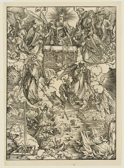 The Seven Angel Trumpeters, Albrecht Dürer, 1498 (1511 edition), Minneapolis Institute of Art: Print