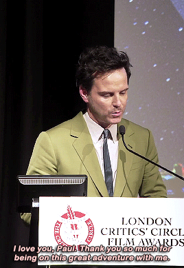 Paul & Andrew Addressing Each Other During Their Acceptance Speeches At The London Critics' Circle Film