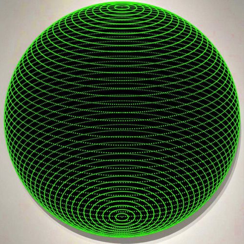 Green Translucent Orb Acrylic on Canvas 48 inch Diameter 2021 #JohnZoller #painting #artist #artgall