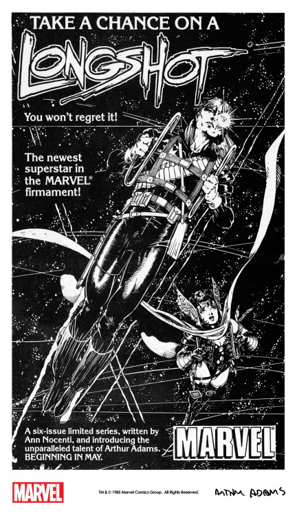 Marvel house ad for the Longshot Limited Series by Ann Nocenti and Art Adams (1985)