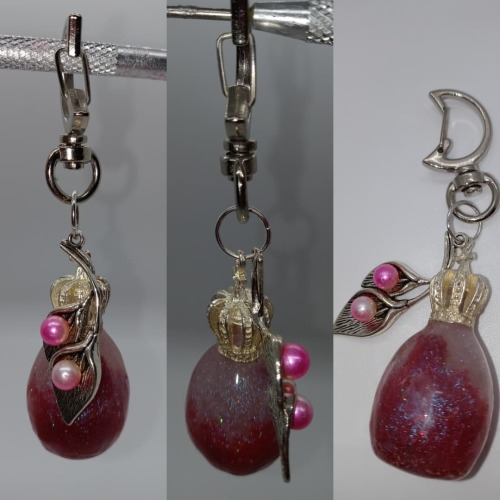 Dark Pink & Red Royal Egg + Pink Pearls in Silver - Another newer charm added to one of the six 