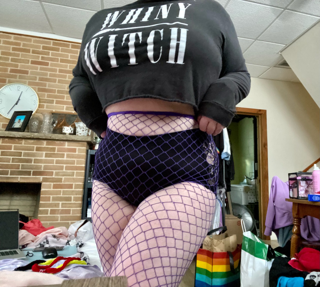 Porn Pics bi-and-bratty:Tried on the fishnets that