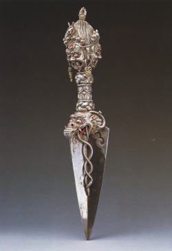 freystupid:  Ritual dagger (phurba) of Hayagriva   Iron with red pigment in mouth and eye sockets (Mongolia, Late 19th- early 20th century)