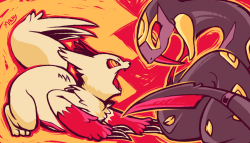 malkshake:  Day 13,14 Favorite Normal and Poison Type: Zangoose and Seviper.  