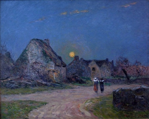 Village in the  Moonlight   -   Maxime Maufra  1907.French  1861-1918Oil on canvas,  46.5 x 65 cm.