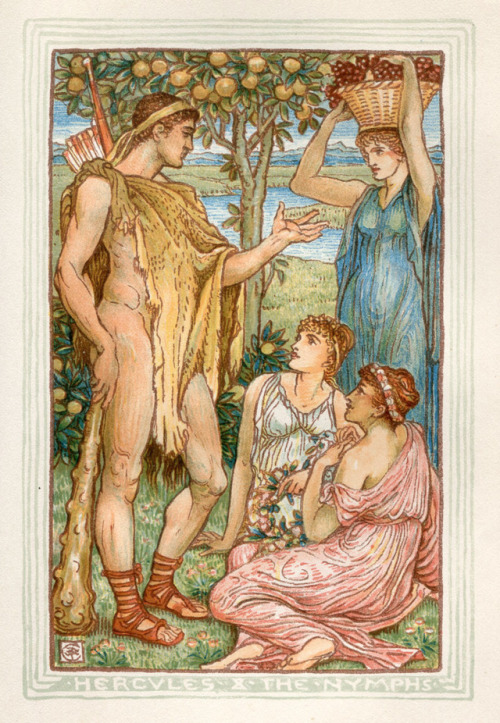 ccadrarebooks:Today we have the tale of Hercules and the Three Golden Apples. From Walter Crane