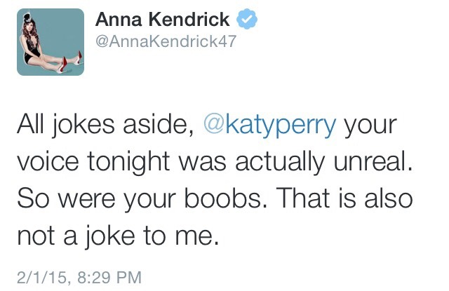 neenerbeener123:  a collection of Anna Kendrick tweets about the halftime show