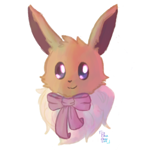 I drew an Eevee equipped with a violet bow from one of my Explorers of Sky playthroughs (man, I real