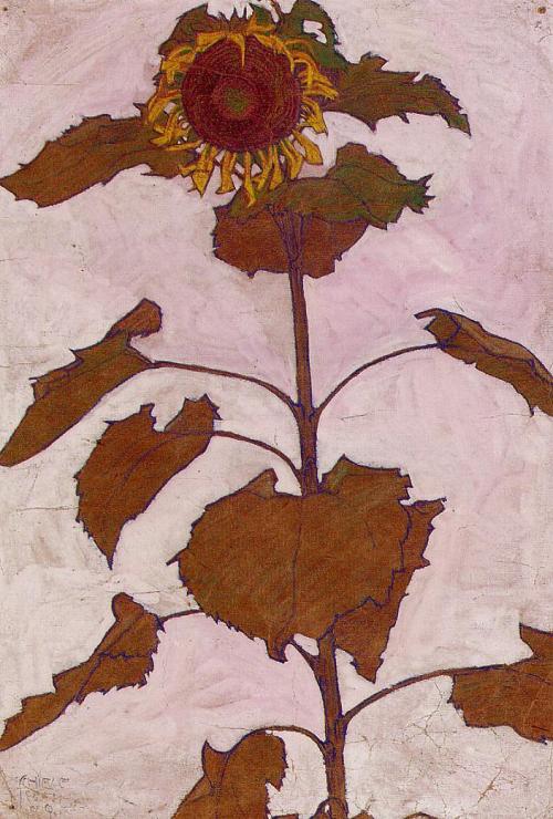 artist-schiele: Sunflower, 1909, Egon SchieleMedium: watercolor,paper