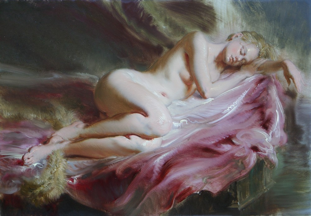 artbeautypaintings:  Katrien asleep - Hans Laagland 