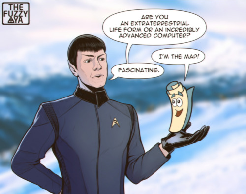 thefuzzyaya:Cursed image inspired by Paramount+ CM with Spock and Dora the Explorer. 