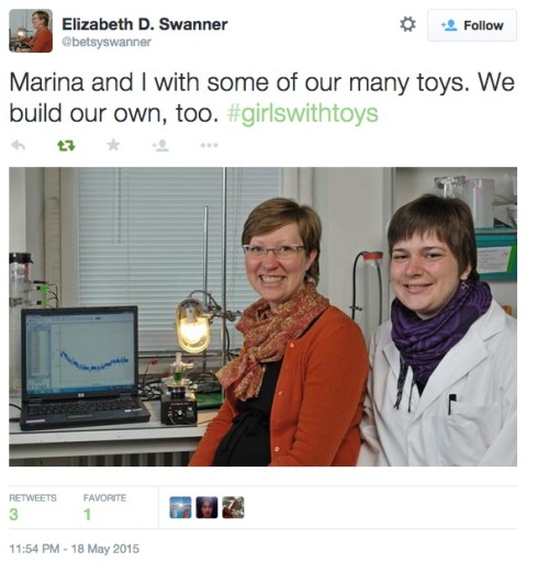 shychemist:  One of my favourite twitter trending topics I’ve seen in a while: #GirlsWithToys.This came as a response to an Astronomer’s remarks that Scientists are ‘boys with toys’.Glad to see such a strong response from the women of STEM. :)