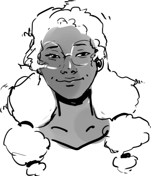 toodlywoodly:also a young lucretia doodle [image: a doodle of Lucretia from the neck up, who has dar