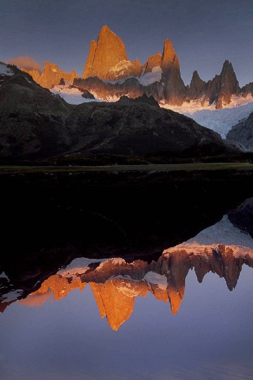 the-junk-yard:  FitzRoy reflection, Patagonia, Argentina. Image by Colin Monteath.