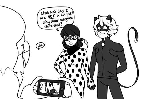 buggachat:concept: ladynoir but ladybug is just subconsciously always holding chat noir’s hand and d