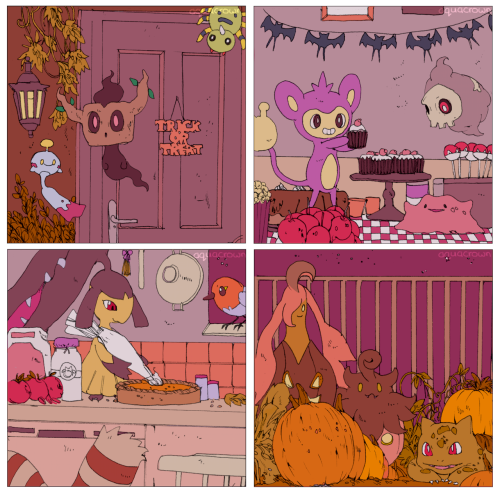 aquacrown: Some halloween pkmn doodles!