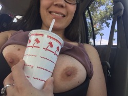 domsubluv1:  In N Out and tits… Can’t get more California than that!