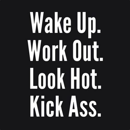 furiousabs: gymbunnyamber: Wake Up. Work Out. Look Hot. Kick Ass. www.bellyfatcombat.net/ulti