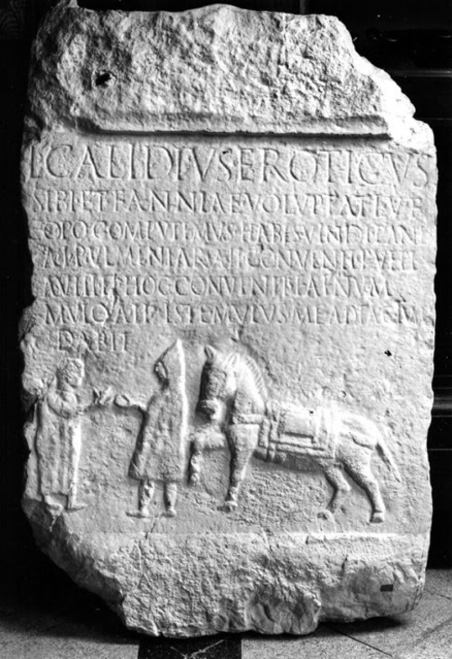 Ancient Roman tombstone of Lucius “Mr. Hot Sex” Calidius and his wife Fannia aka “
