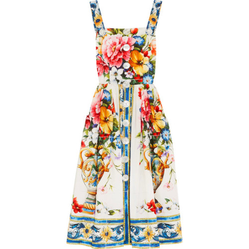 Dolce &amp; Gabbana Floral-print cotton-poplin midi dress ❤ liked on Polyvore (see more floral d