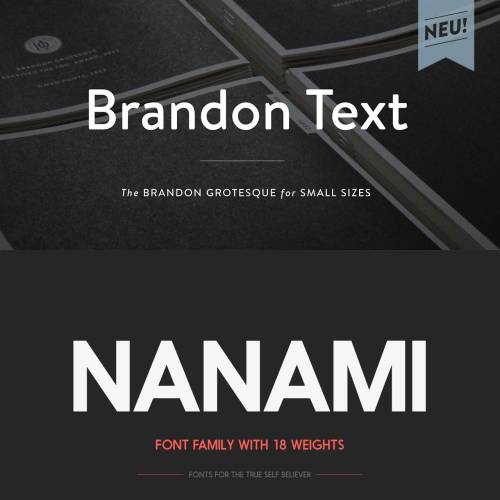 betype:  TOP 10 FONTS OF THE YEAR And finally this  are the best 10 fonts released in 2013. Click in the name of every font to see full details. : Brandon Text  by HVD Fonts. Nanami Font by Thinkdust. Canaro by Rene Bieder. Tide Sans by Kyle Benson.