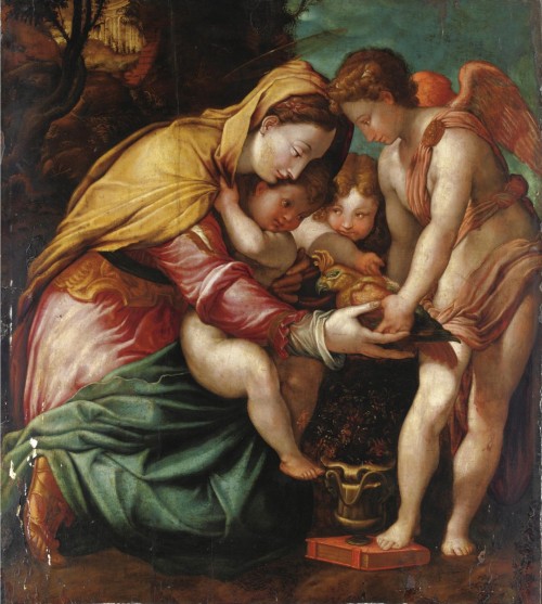 Workshop of Francesco de&rsquo; Rossi (Il Salviati), Madonna of the Parrot, 16th century