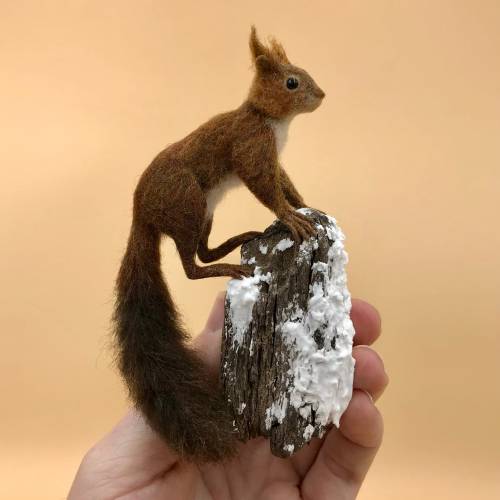 Curious Squirrels and Rambunctious Hares Form a Miniature Menagerie of Felted Wildlife