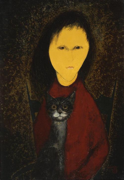 amare-habeo: Naondo Nakamura  (Japanese-French, 1905 - 1981)Boy with cat, N/D