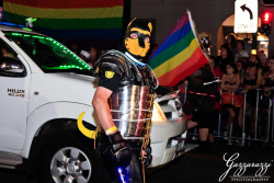 bearconcentrate:Love this picture of Sir in Sydney Gay &amp; Lesbian Mardi Gras! We had a freaking awesome time and I love his matching Dog hood and pup tail :)