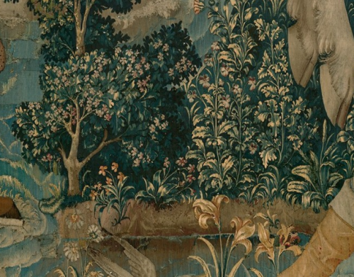 renaissance-art:Details of foliage in the Unicorn Tapestries