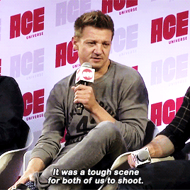 jeremy-renners:  Jeremy talking about filming the ‘Vormir’ scene with Scarlett