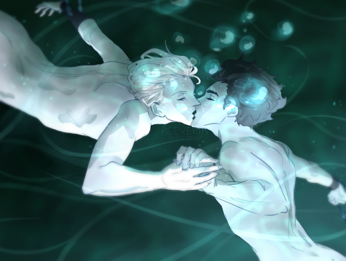 Drarry Discord Drabble/Drawble Challenge // February prompt: Bubbles // Restrictions: Blue/Green col
