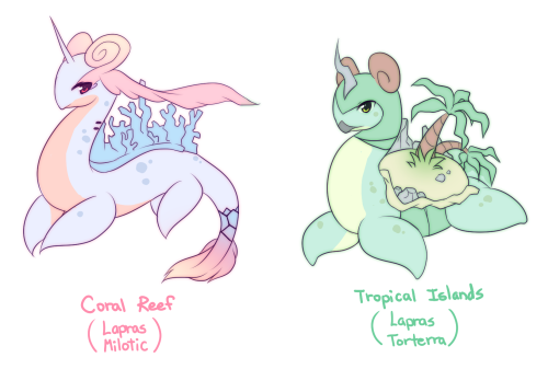 raidraws:  more breed variations! Lapras with other pokemon 