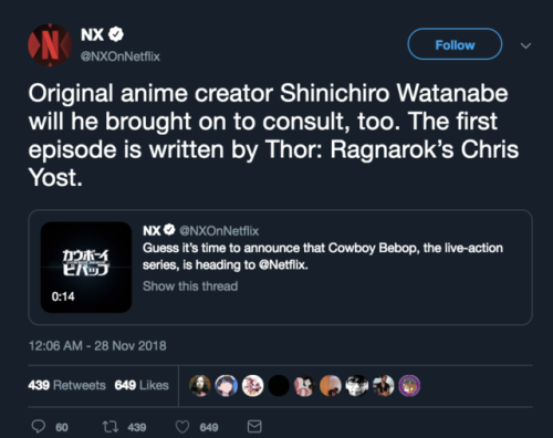 allanimanga:Cowboy Bebop live action series coming to Netflix and Shinichiro Watanabe, the creator w