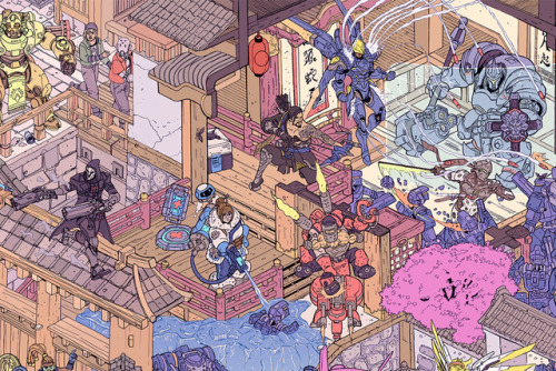 Hanamura Showdown!Here’s the official Overwatch collaboration that was created by Josan Gonzalez (le