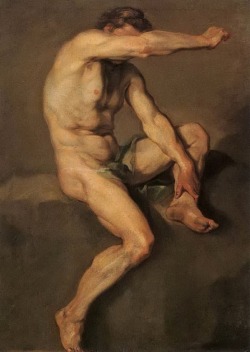 Nude-Body:  Anton Pavlovich Losenko (Russian, 1737-1773), Artist’s Model Sitting