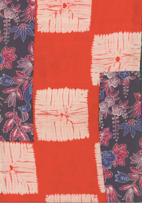 A silk &lsquo;dounuki&rsquo; (specialized underkimono) featuring shibori-technique motifs on the mai