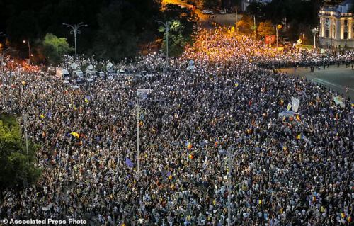 .Bucharest (Romania), 11 august 2018 : 2d day of huge demostration against the corrupted government.